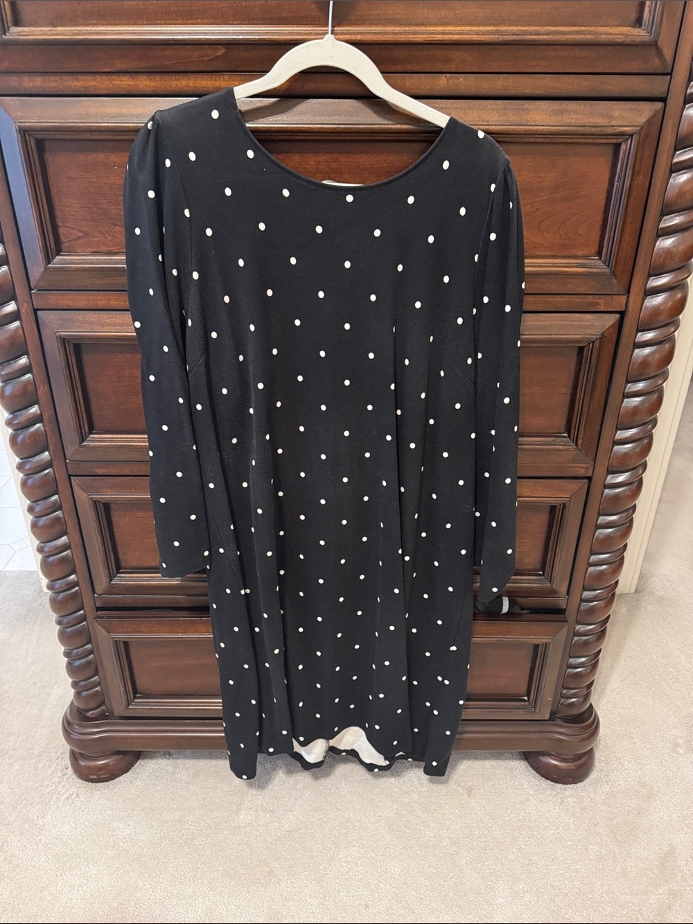 Ann Taylor Factory Black Polka Dot Long Sleeve Swing Dress